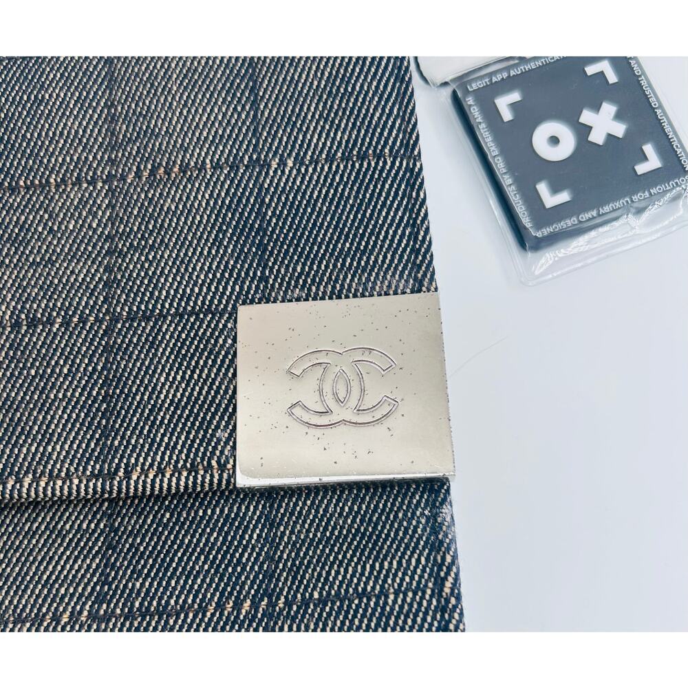 Chanel Vintage Denim Grey Chocolate Bar Flap Shoulder Bag SHW Series 7 Gray CoA - Picture 4 of 10